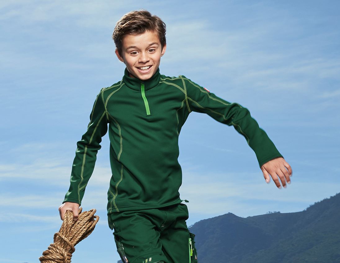 Tričká, pulóvre a košele: Termo strečový funk. sveter e.s.motion 2020,detsk. + zelená/morská zelená