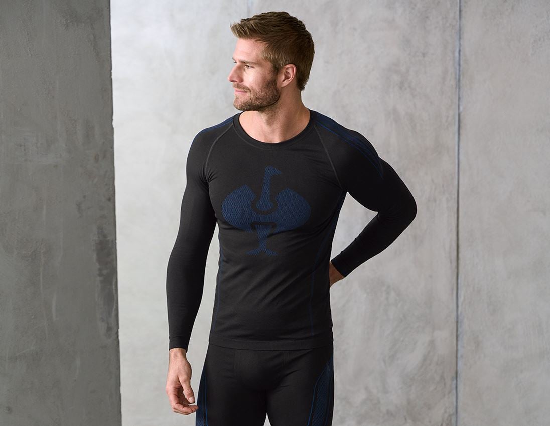 Spodná bielizeň | Termo oblečenie: e.s. Funkčné tričko s dlhým rukávom seamless-warm + čierna/enciánová modrá