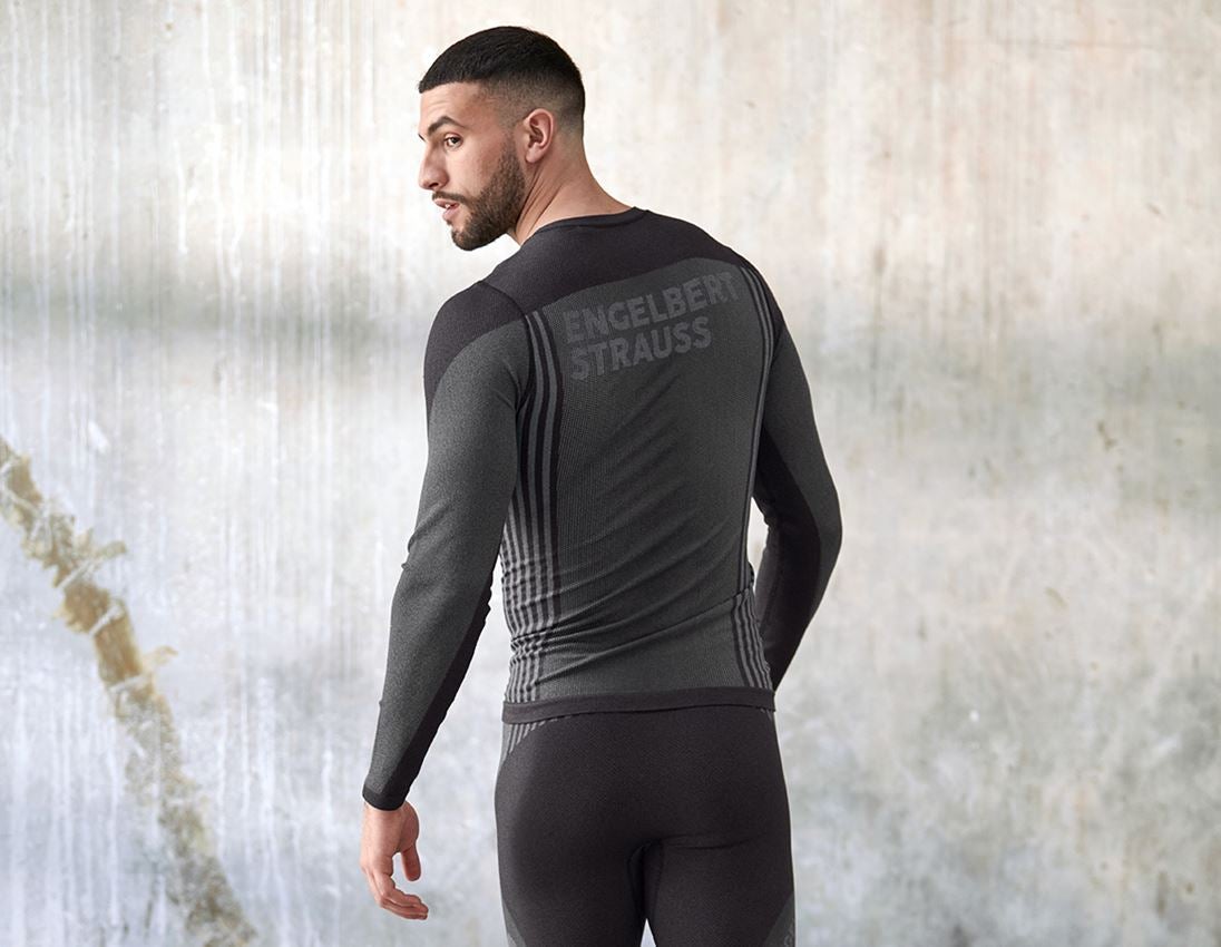 Spodná bielizeň | Termo oblečenie: Funkčné tričko s dlhými rukávmi e.s.trail seamless + čierna/čadičovo sivá 1