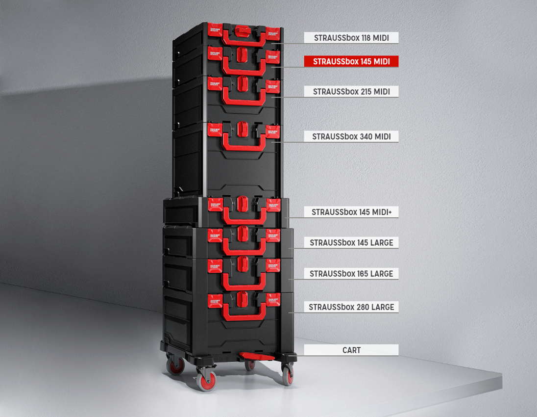 Systém STRAUSSbox: STRAUSSbox 145 midi + čierna/červená