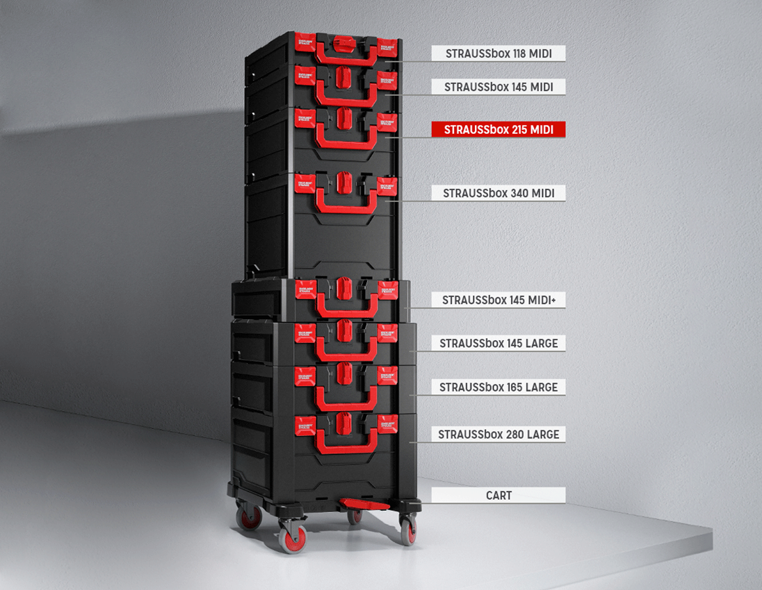 Systém STRAUSSbox: STRAUSSbox 215 midi + čierna/červená