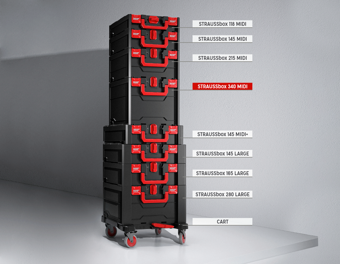 Systém STRAUSSbox: STRAUSSbox 340 midi + čierna/červená
