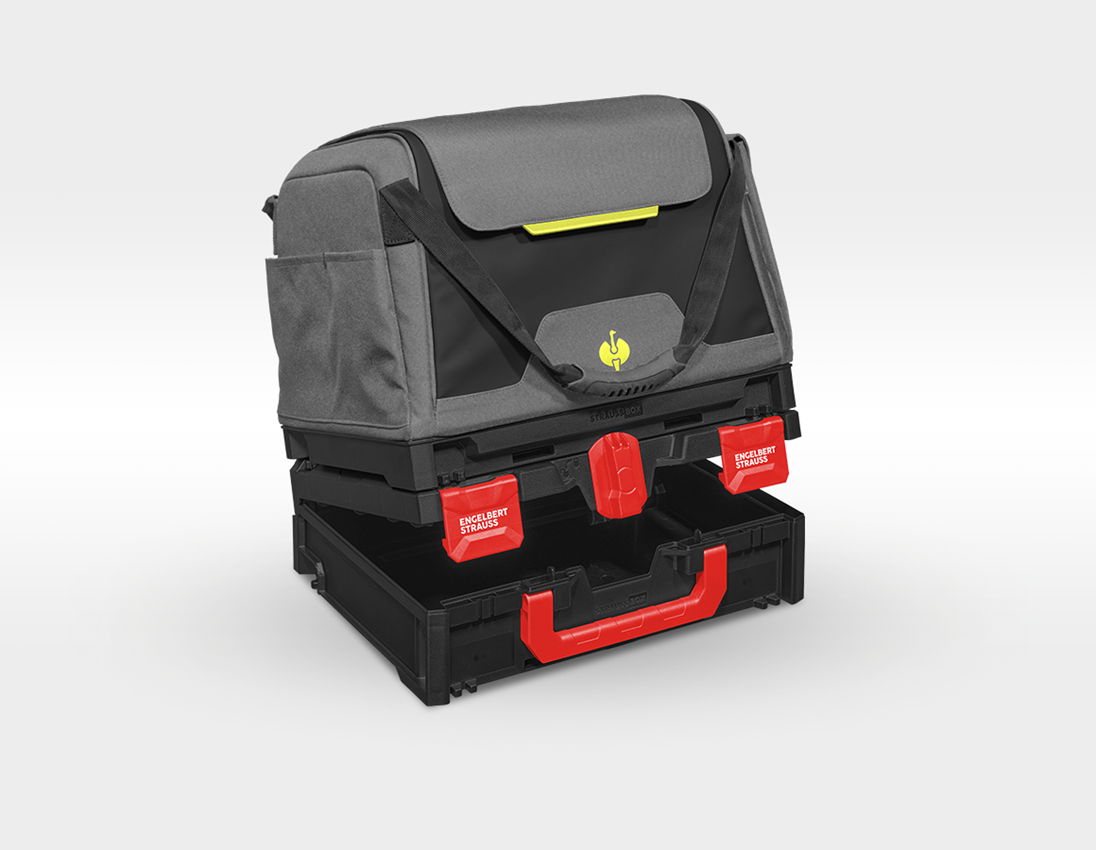 Systém STRAUSSbox: STRAUSSbox vrecko na náradie uzatvorené + čadičovo sivá/acidová žltá 2