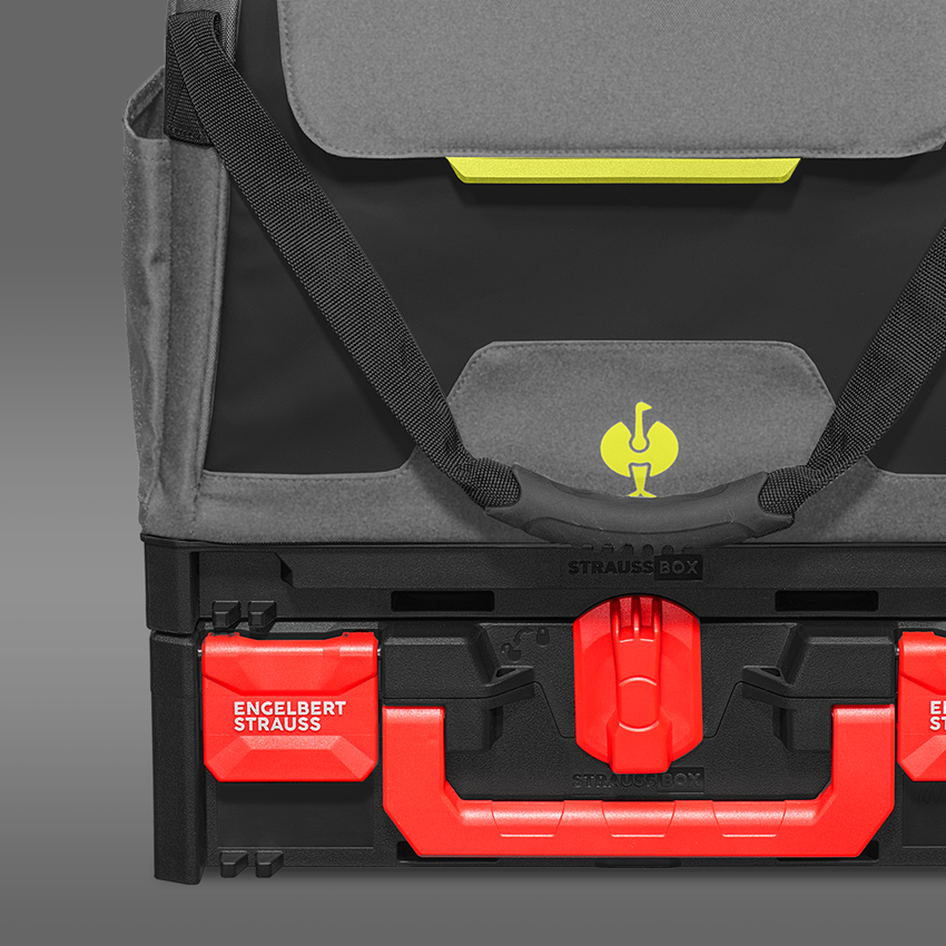 Systém STRAUSSbox: STRAUSSbox vrecko na náradie uzatvorené + čadičovo sivá/acidová žltá 2