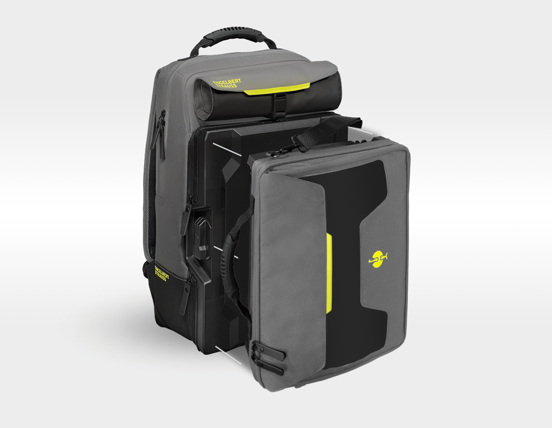 Systém STRAUSSbox: STRAUSSbox taška na notebook + čadičovo sivá/acidová žltá 3