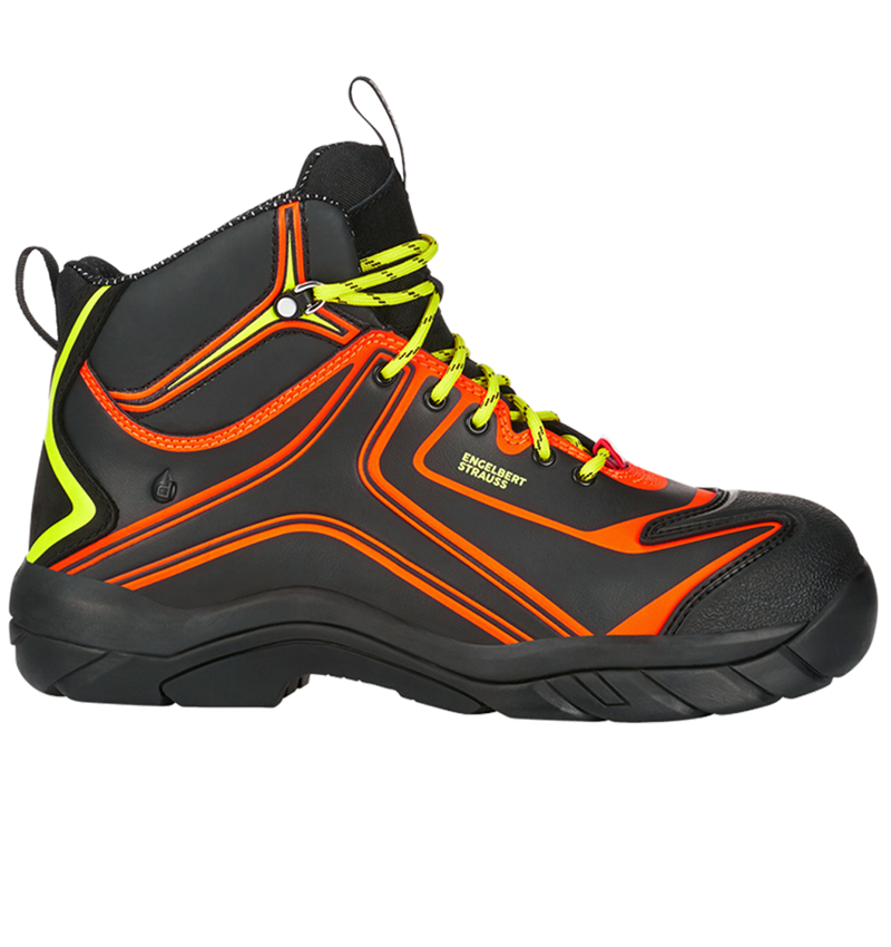 Strechári / Tesári / Pokrývač obuv: e.s. S3 bezpečnostná obuv Kajam + čierna/výstražná oranžová/výstražná žltá 2