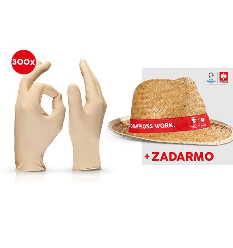 Spolupráce: 3x100 jednorazové latex. rukavice +klobúk EURO2024 + prírodná