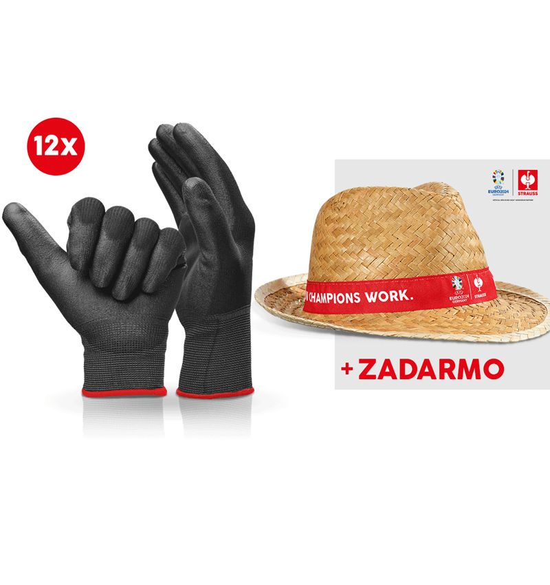 Spolupráce: 12x PU rukavice micro + klobúk EURO2024 + čierna
