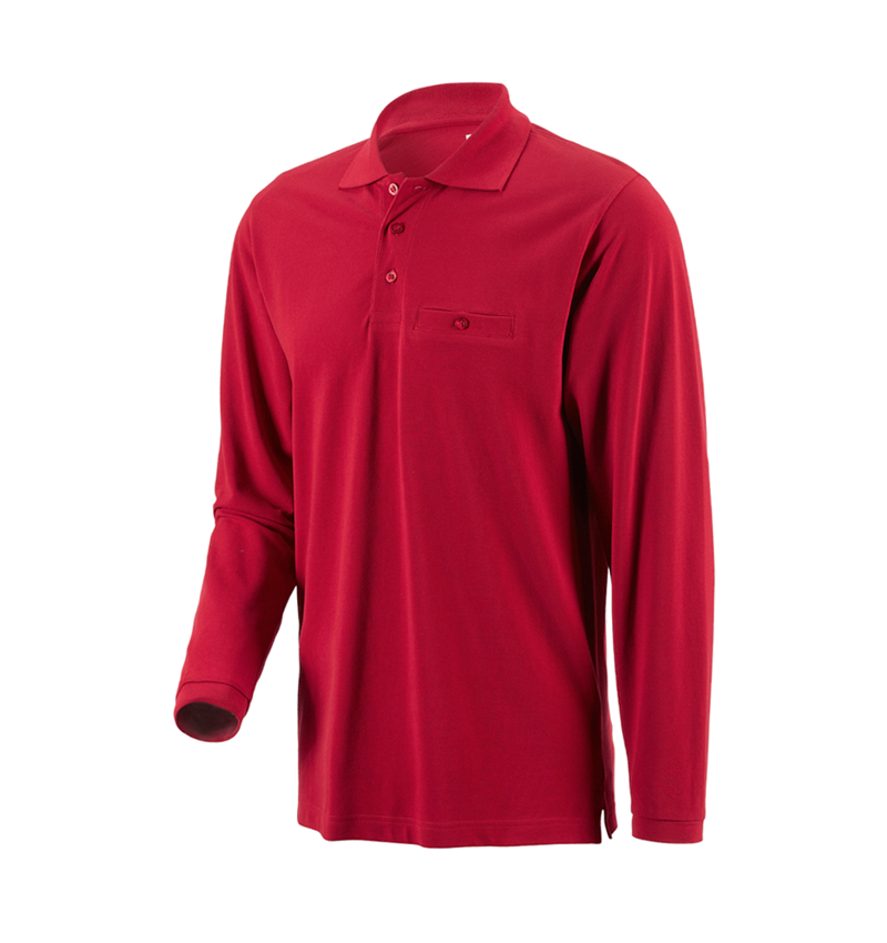Lesníctvo / Poľnohospodárstvo: Polo tričko s dlhým rukávom e.s. cotton pocket + červená 1