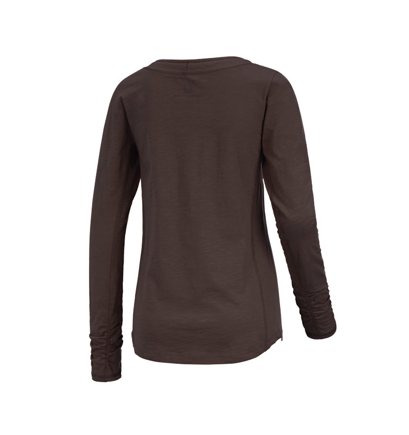 Tričká, pulóvre a košele: Tričko s dlhým rukávom e.s. cotton slub, dámske + gaštanová 1