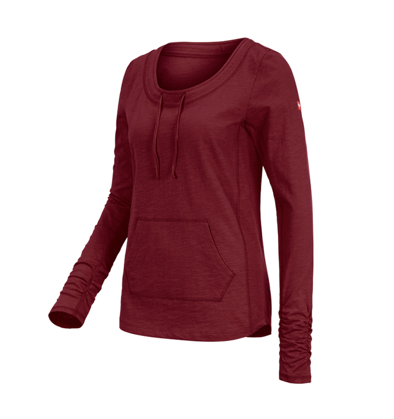 Tričká, pulóvre a košele: Tričko s dlhým rukávom e.s. cotton slub, dámske + rubínová