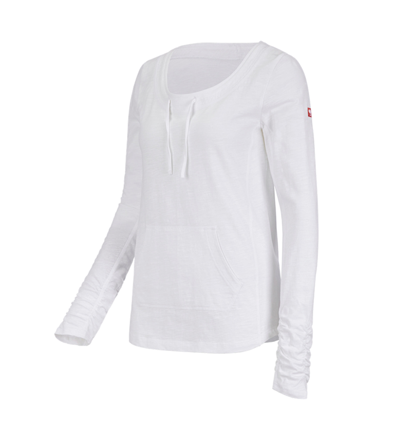 Tričká, pulóvre a košele: Tričko s dlhým rukávom e.s. cotton slub, dámske + biela 1
