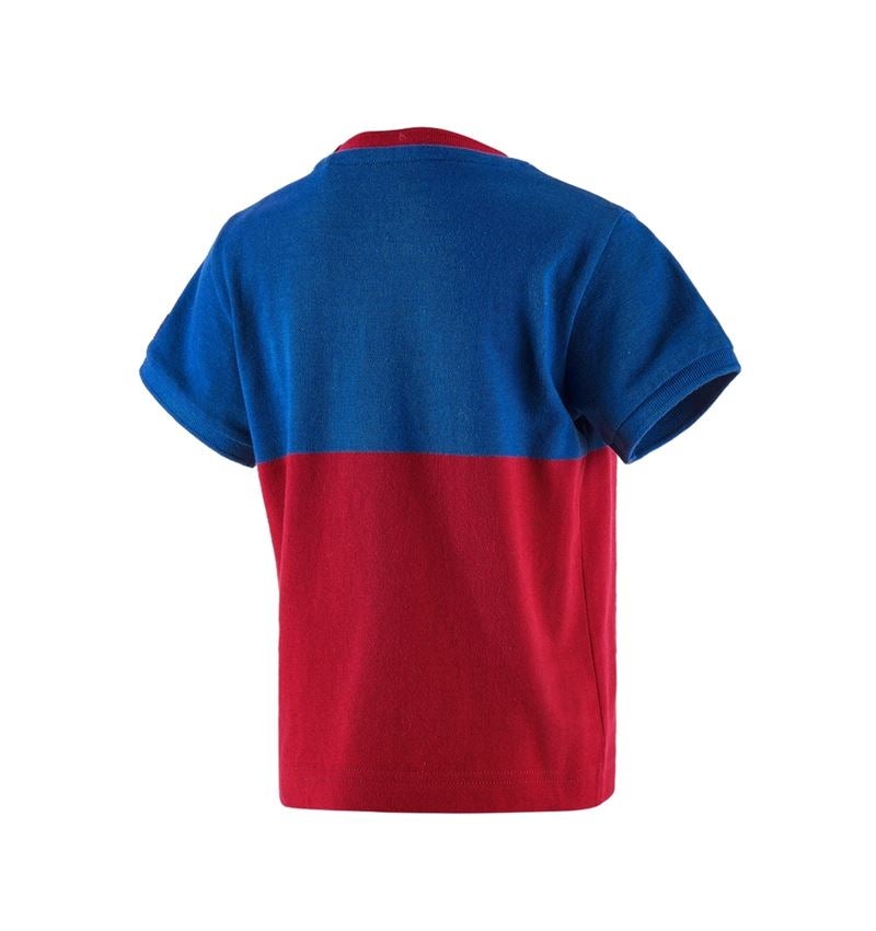Tričká, pulóvre a košele: Piqué tričko e.s. colourblock, detské + nevadzovo modrá/ohnivá červená 3