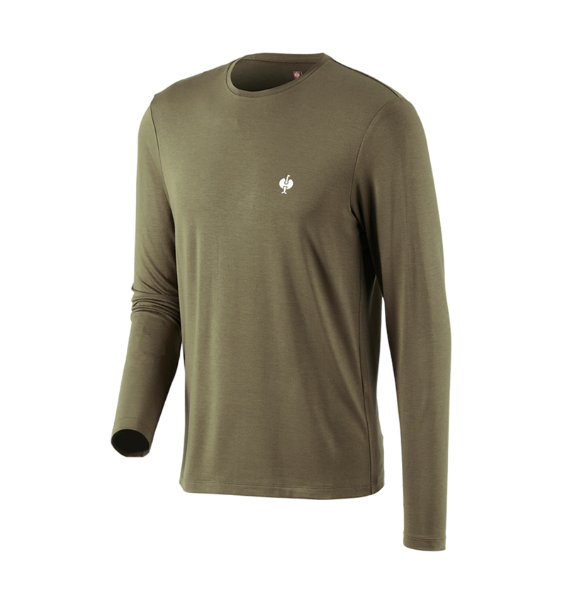 Tričká, pulóvre a košele: Modal-Tričko s dlhým rukávom e.s.concrete + bahenná zelená 3
