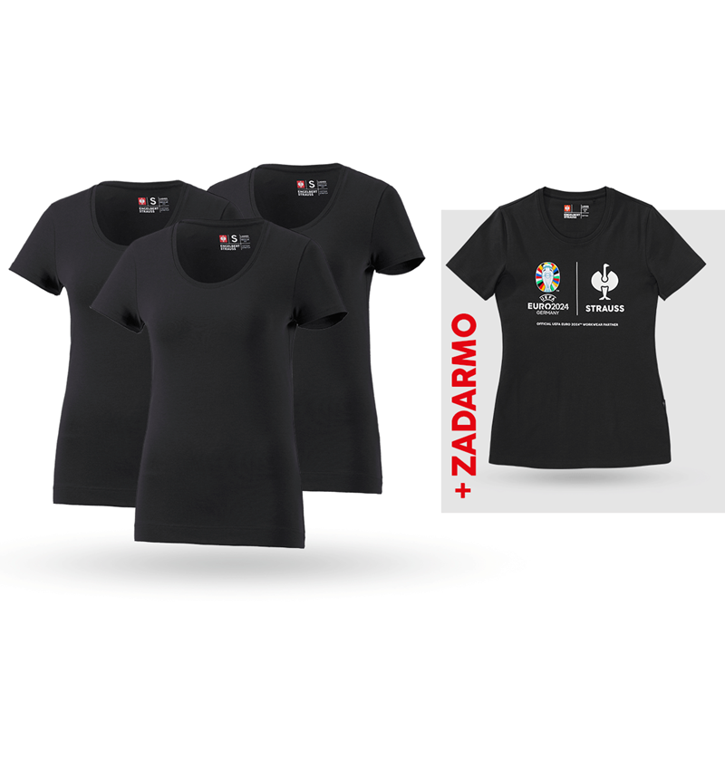 Oblečenie: SÚPR: 3x Tričko cotton stretch, dámkse + košeľa + čierna