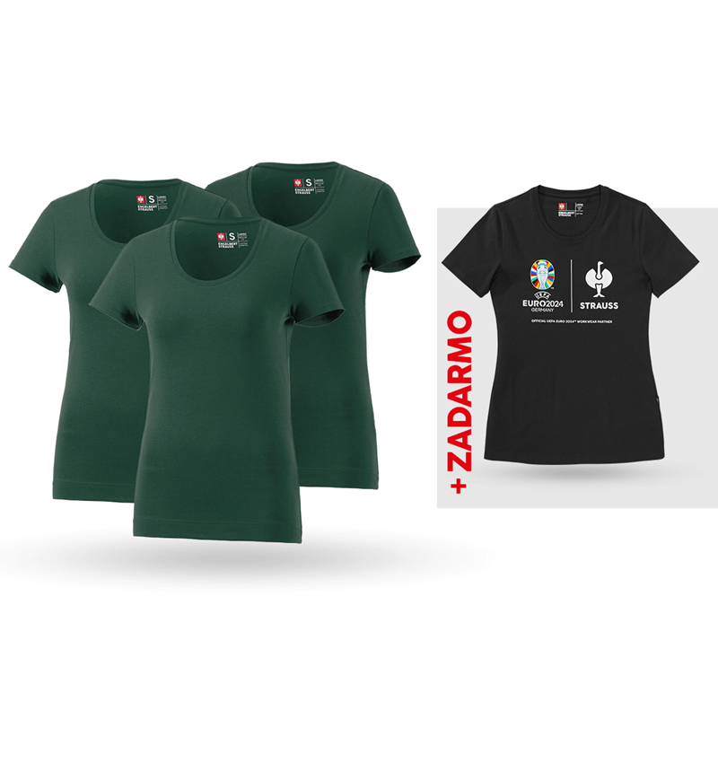 Oblečenie: SÚPR: 3x Tričko cotton stretch, dámkse + košeľa + zelená