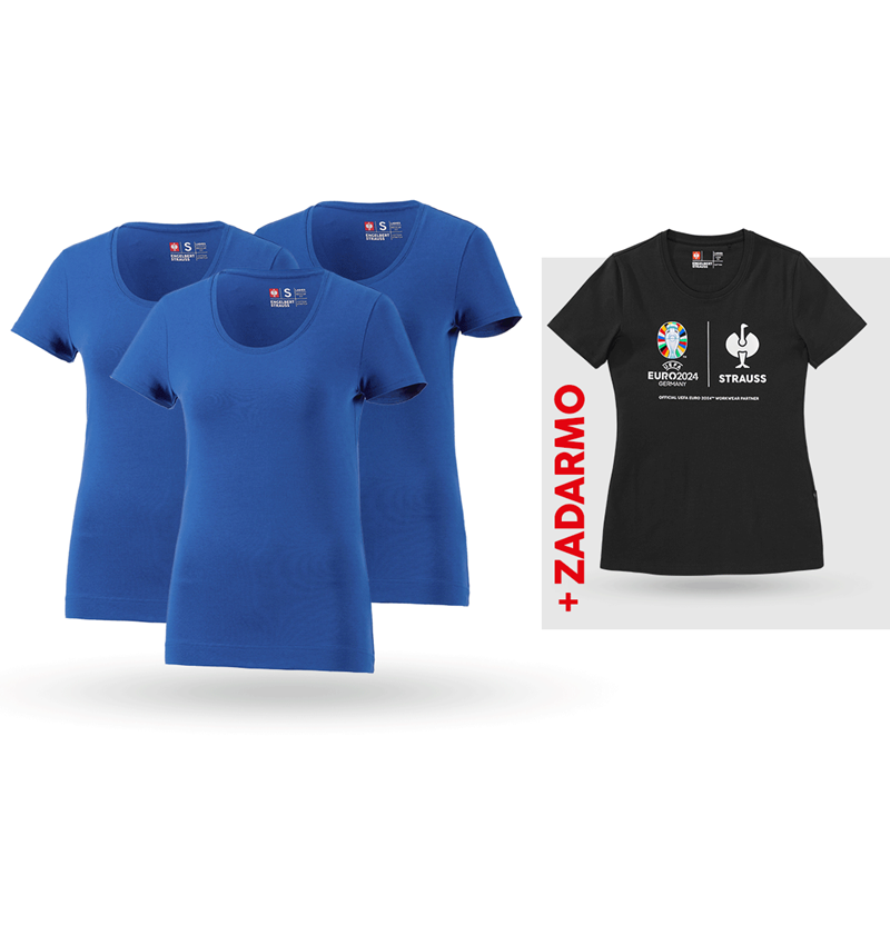 Oblečenie: SÚPR: 3x Tričko cotton stretch, dámkse + košeľa + enciánová modrá