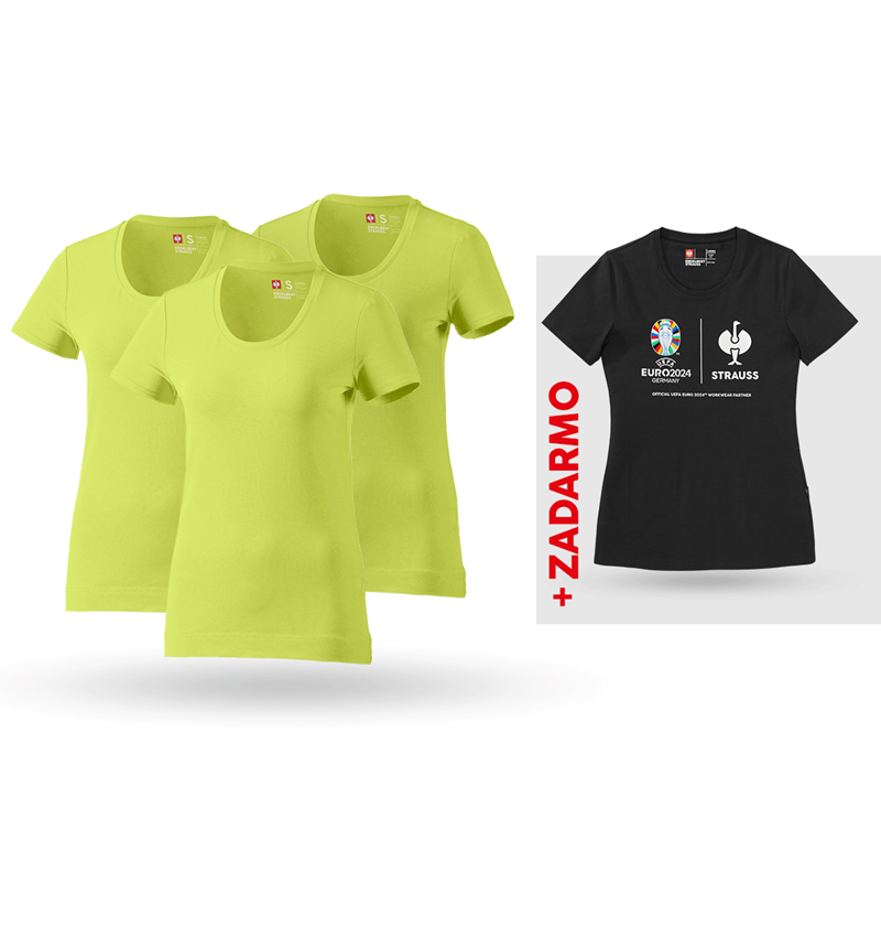 Oblečenie: SÚPR: 3x Tričko cotton stretch, dámkse + košeľa + májová zelená