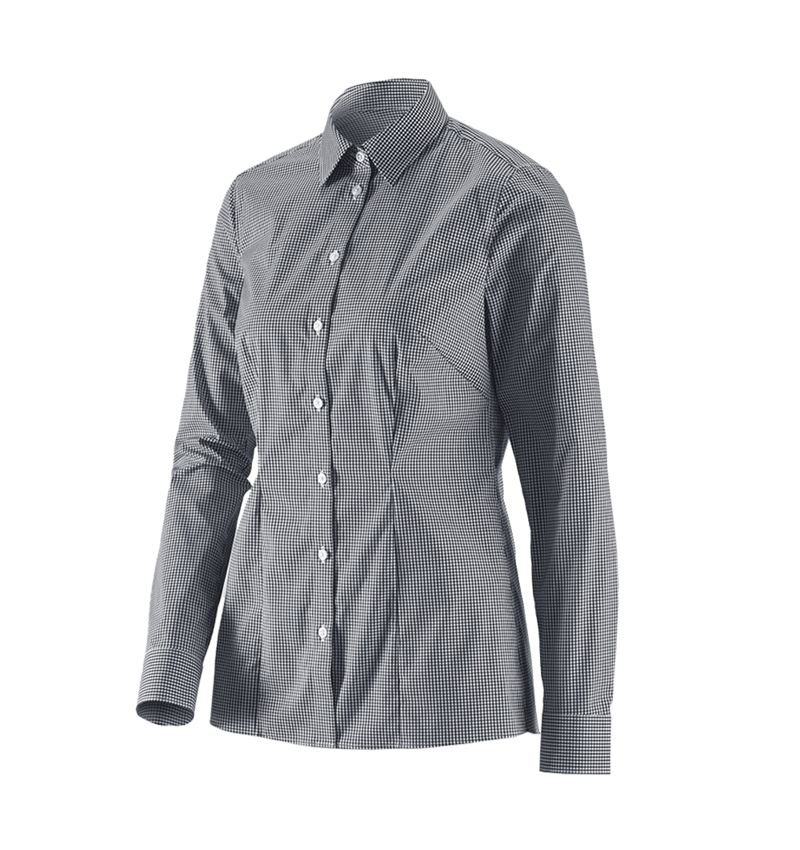 Tričká, pulóvre a košele: Obchodná blúza e.s. cotton stretch,dámsky reg. fit + čierna károvaná