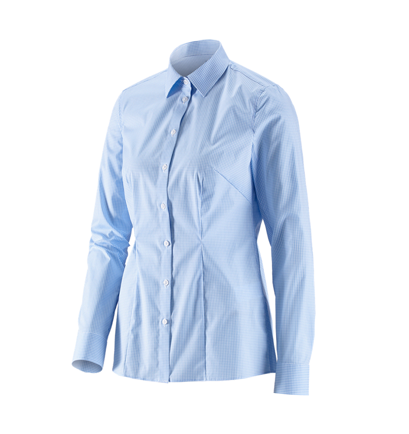 Tričká, pulóvre a košele: Obchodná blúza e.s. cotton stretch,dámsky reg. fit + mrazivá modrá károvaná 2