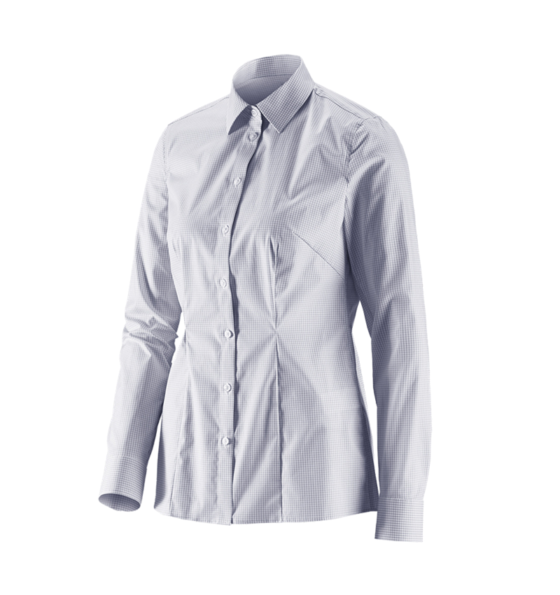 Tričká, pulóvre a košele: Obchodná blúza e.s. cotton stretch,dámsky reg. fit + hmlová sivá károvaná 2