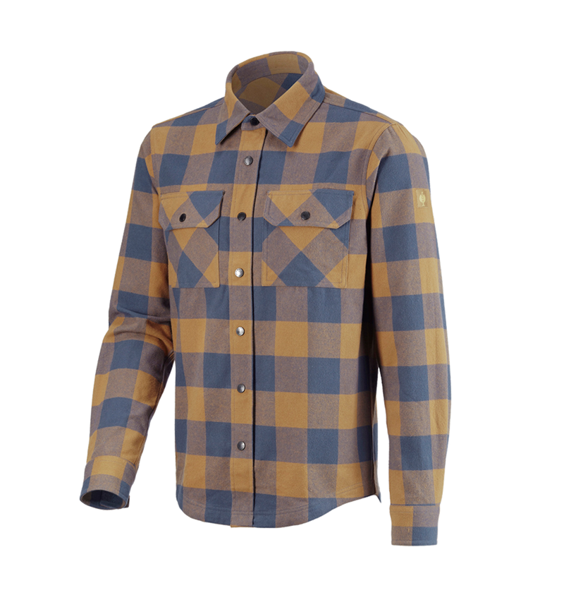 Tričká, pulóvre a košele: Károvaná košeľa e.s.iconic + mandľovo hnedá/oxidová modrá 4