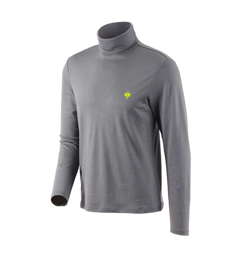Tričká, pulóvre a košele: Rolák z merino vlny e.s.trail + čadičovo sivá/acidová žltá 2