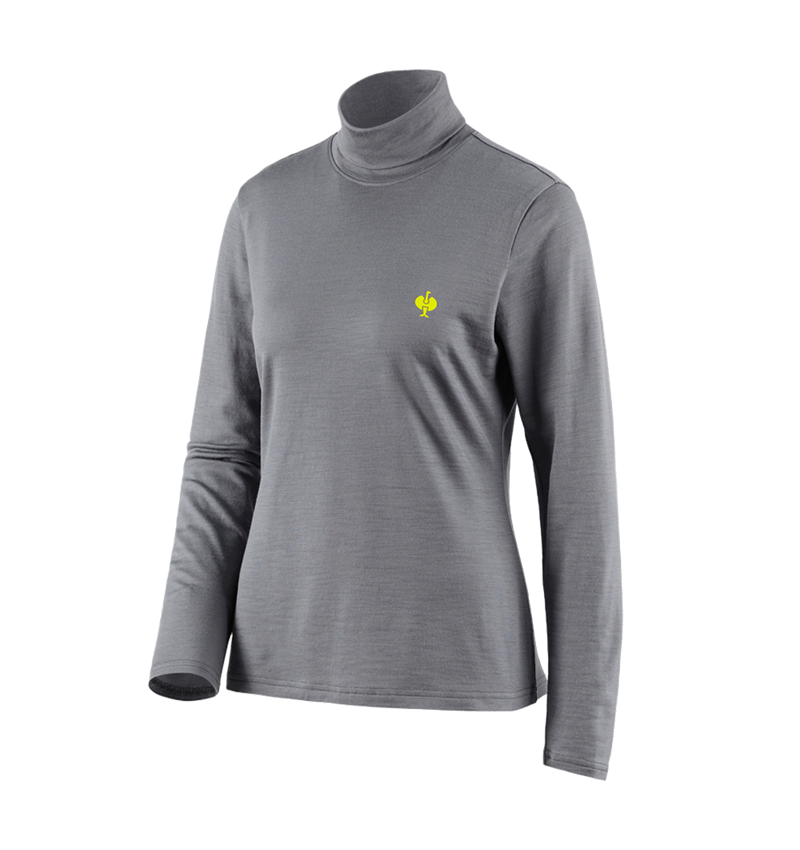 Tričká, pulóvre a košele: Rolák z merino vlny e.s.trail, dámska + čadičovo sivá/acidová žltá 2