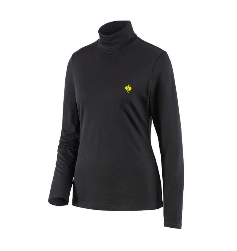 Tričká, pulóvre a košele: Rolák z merino vlny e.s.trail, dámska + čierna/acidová žltá 2