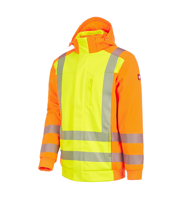 Pracovné bundy: Reflexná zimná softshellová bunda e.s.motion 2020 + výstražná žltá/výstražná oranžová 2