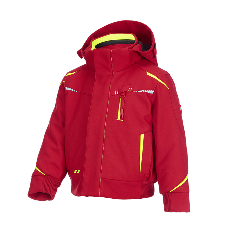Témy: Zimná softshellová bunda e.s.motion 2020, detská + ohnivá červená/výstražná žltá 2