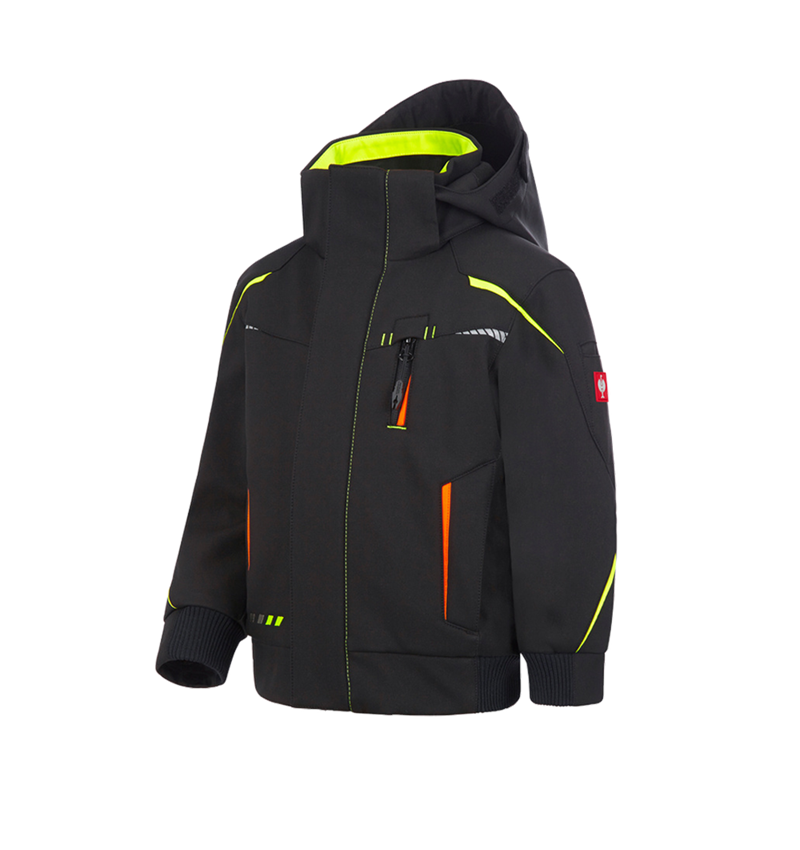 Studená: Zimná softshellová bunda e.s.motion 2020, detská + čierna/výstražná žltá/výstražná oranžová 2