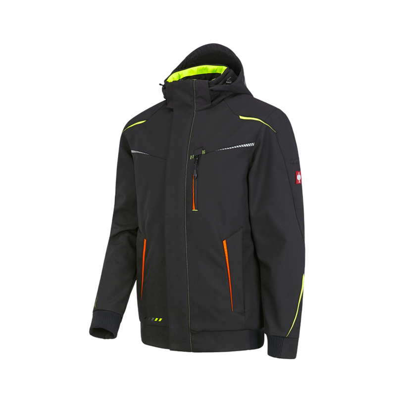 Studená: Zimná softshellová bunda e.s.motion 2020, pánska + čierna/výstražná žltá/výstražná oranžová 2