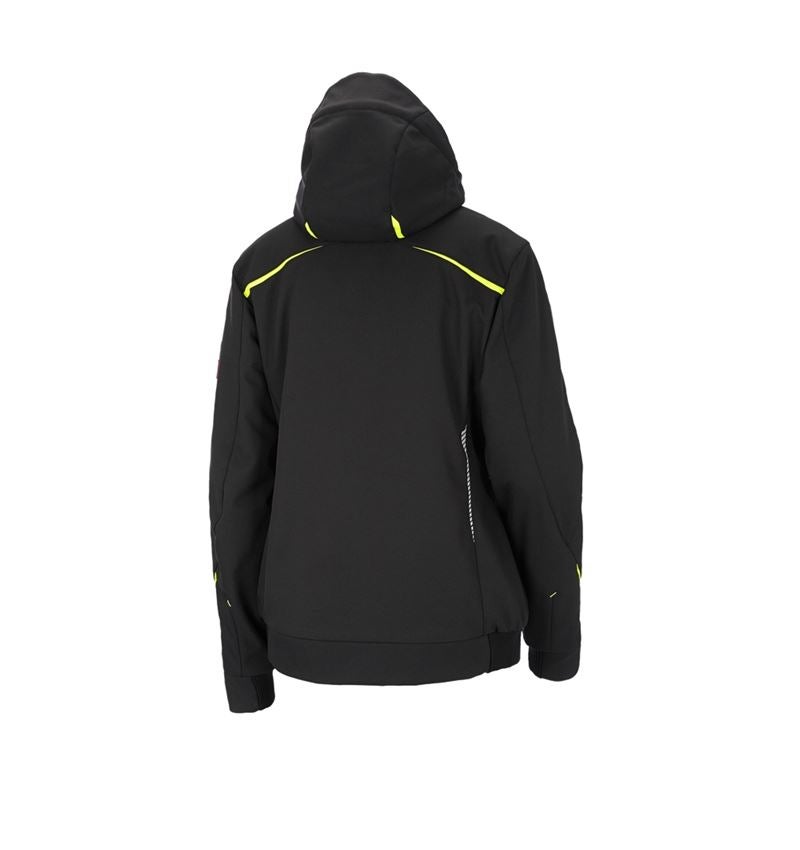 Pracovné bundy: Zimná softshellová bunda e.s.motion 2020, dámska + čierna/výstražná žltá/výstražná oranžová 4