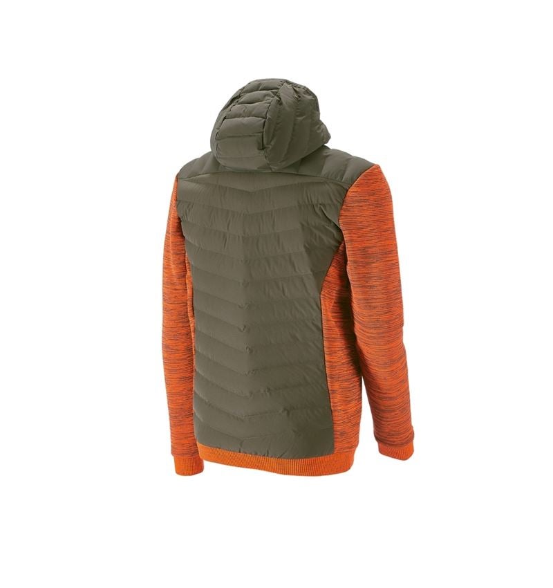 Pracovné bundy: Hybridná úpletová bunda s kapucňou e.s.motion ten + maskáčová zelená/výstražná oranžová melanž 3