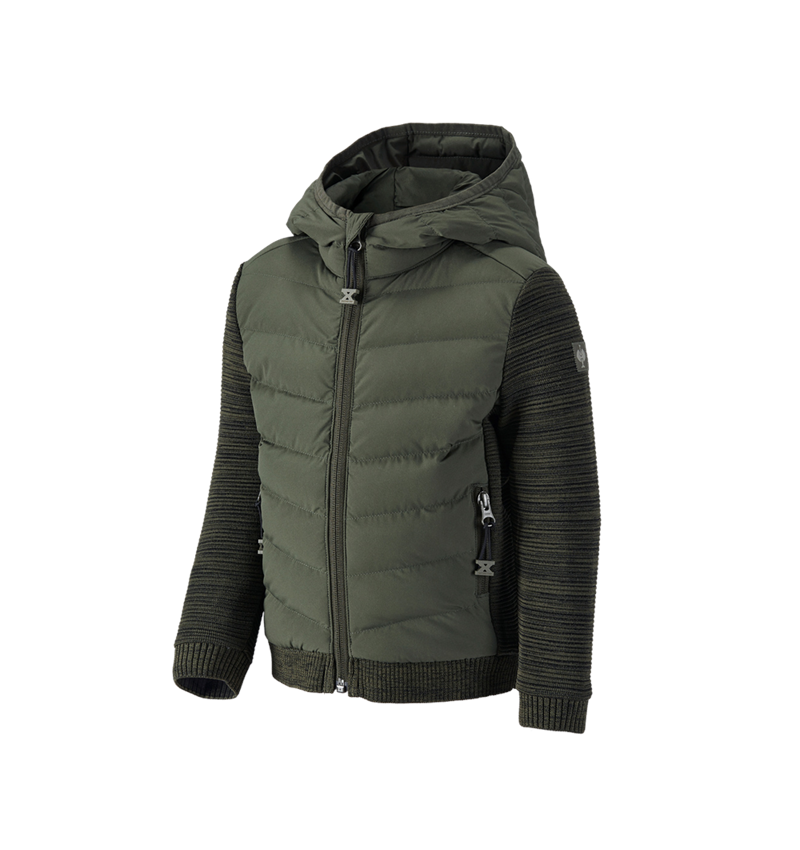 Bundy: Hybridná úpletová bunda kapucňou e.s.motion ten,d + maskáčová zelená melanž 1