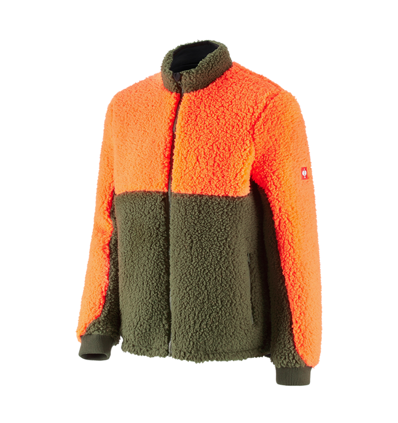 Pracovné bundy: Lesnícka bunda s umelou kožušinou e.s. + výstražná oranžová/bahenná zelená 2