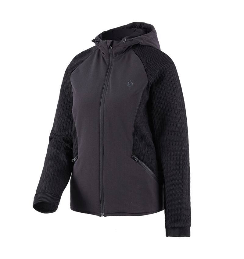 Odevy: Hybridná úpletová bunda kapucňou e.s.trail, dámska + čierna 2