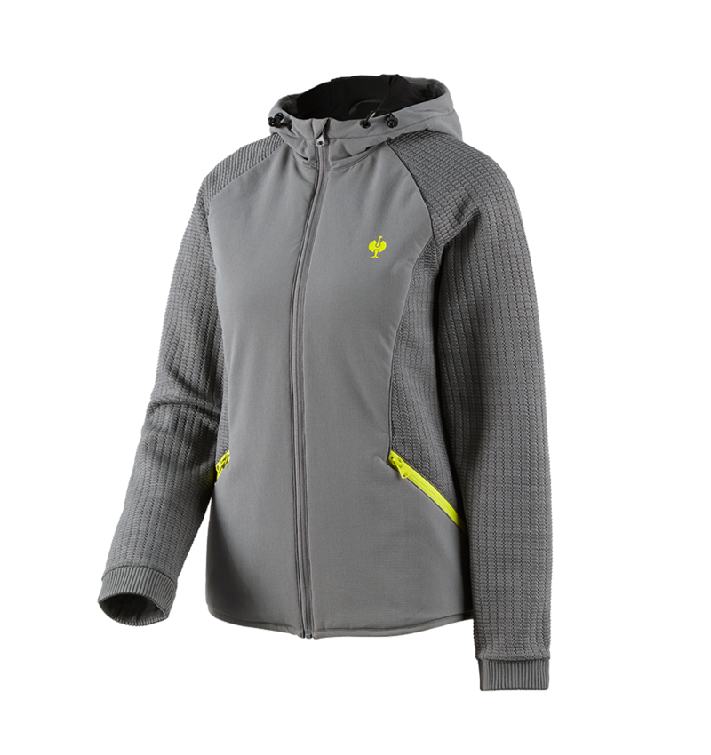 Bundy: Hybridná úpletová bunda kapucňou e.s.trail, dámska + čadičovo sivá/acidová žltá 2