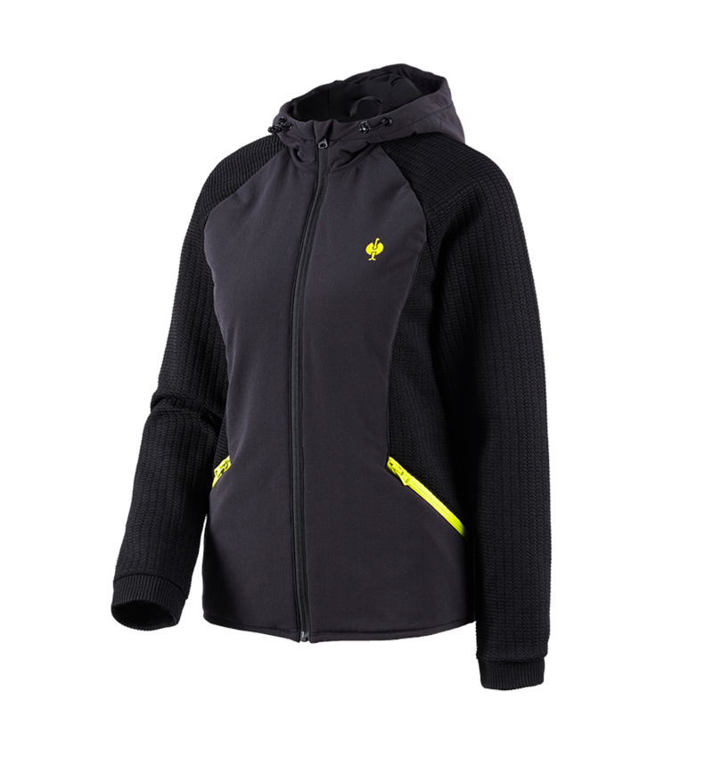 Pracovné bundy: Hybridná úpletová bunda kapucňou e.s.trail, dámska + čierna/acidová žltá 3