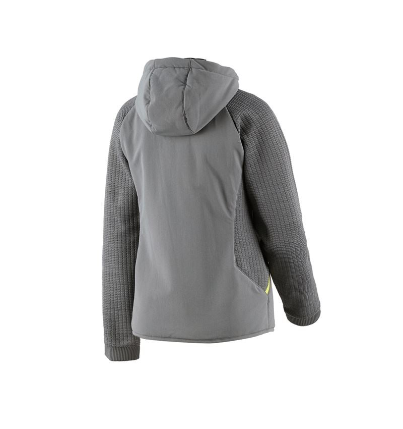 Bundy: Hybridná úpletová bunda kapucňou e.s.trail, dámska + čadičovo sivá/acidová žltá 3
