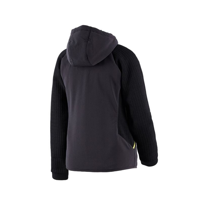 Odevy: Hybridná úpletová bunda kapucňou e.s.trail, dámska + čierna/acidová žltá 4