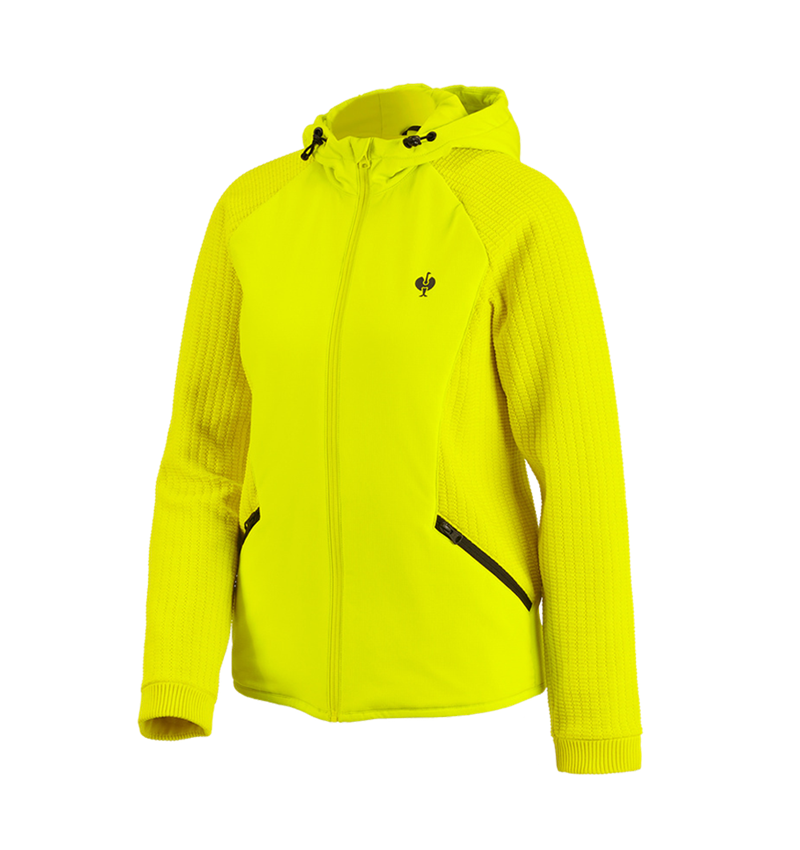 Odevy: Hybridná úpletová bunda kapucňou e.s.trail, dámska + acidová žltá/čierna 3