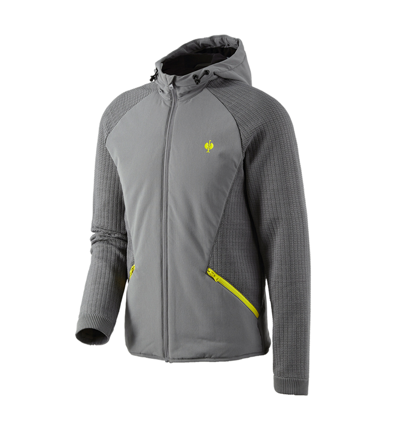Témy: Hybridná úpletová bunda s kapucňou e.s.trail + čadičovo sivá/acidová žltá 2
