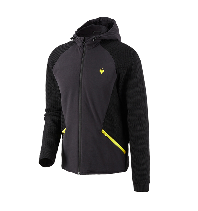 Témy: Hybridná úpletová bunda s kapucňou e.s.trail + čierna/acidová žltá 3
