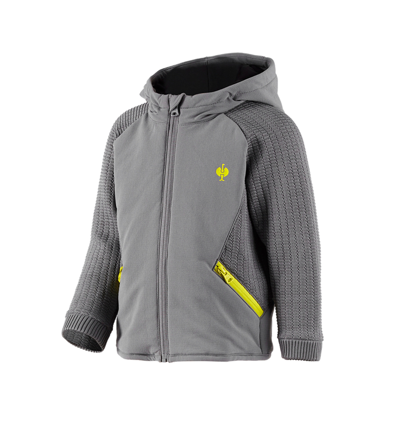 Bundy: Hybridná úpletová bunda kapucňou e.s.trail, detský + čadičovo sivá/acidová žltá 2