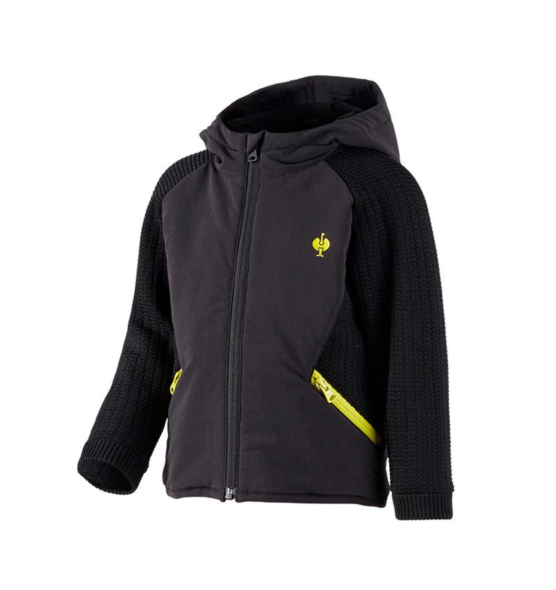 Bundy: Hybridná úpletová bunda kapucňou e.s.trail, detský + čierna/acidová žltá 2