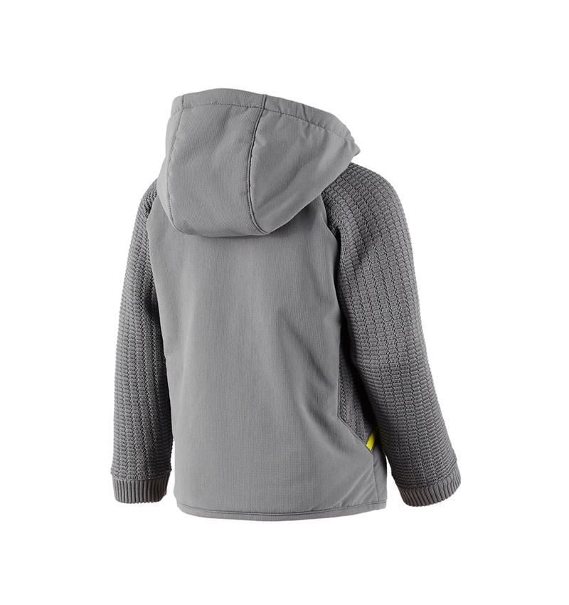 Témy: Hybridná úpletová bunda kapucňou e.s.trail, detský + čadičovo sivá/acidová žltá 3