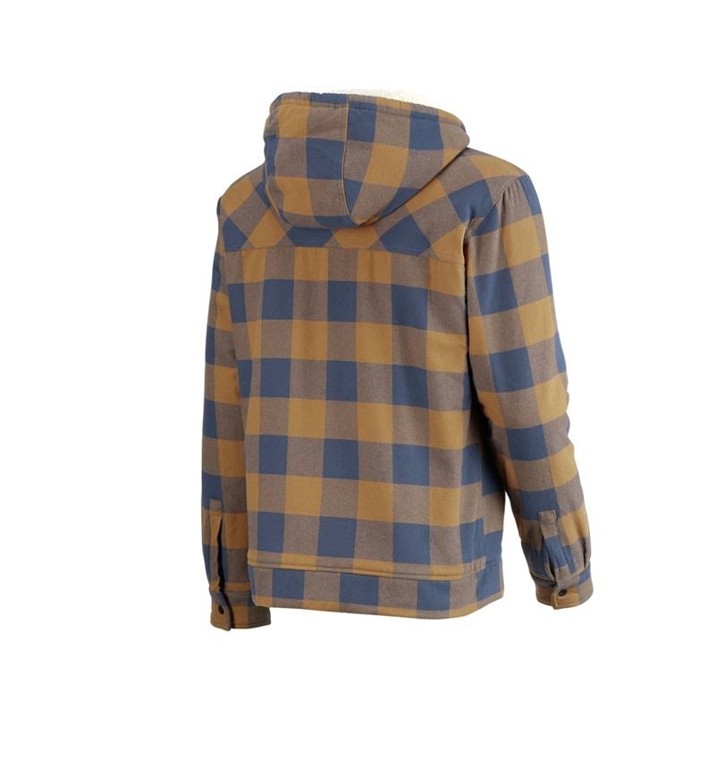 Pracovné bundy: Károvaná bunda s kapucňou e.s.iconic + mandľovo hnedá/oxidová modrá 6