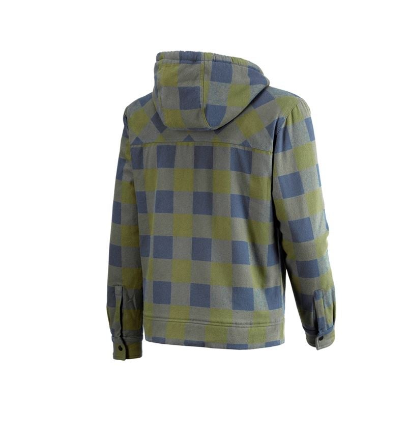 Pracovné bundy: Károvaná bunda s kapucňou e.s.iconic + horská zelená/oxidová modrá 7
